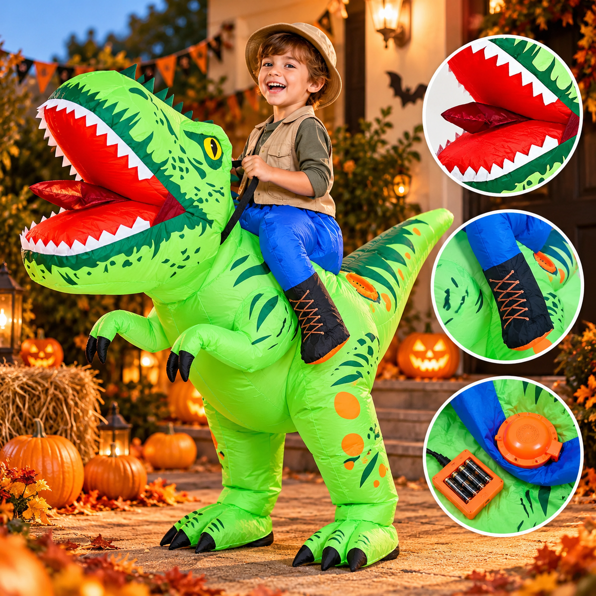 Disfraz Inflable de Dinosaurio T-Rex para Niños
