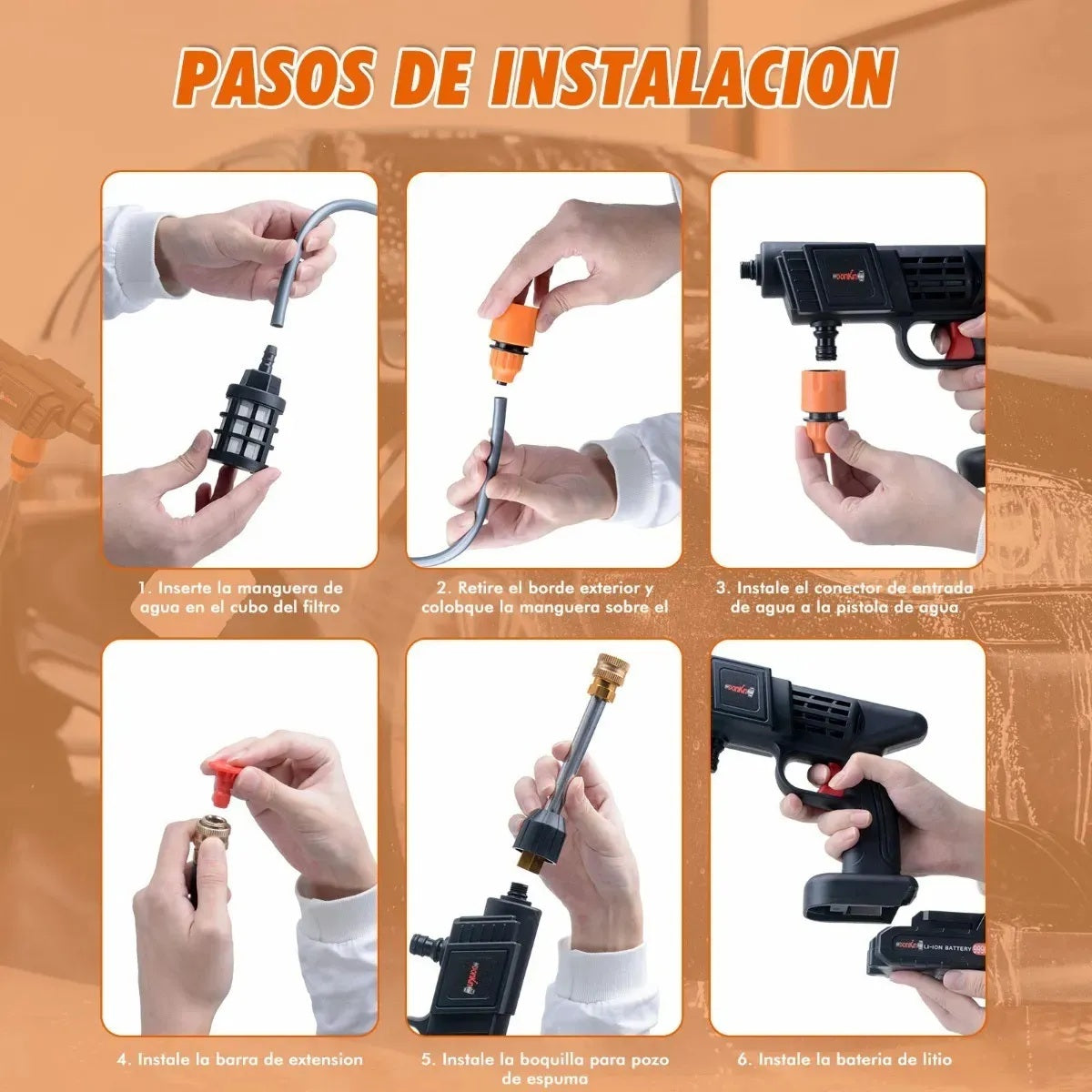 Hidrolavadora 6 en 1 Inalambrica portatil