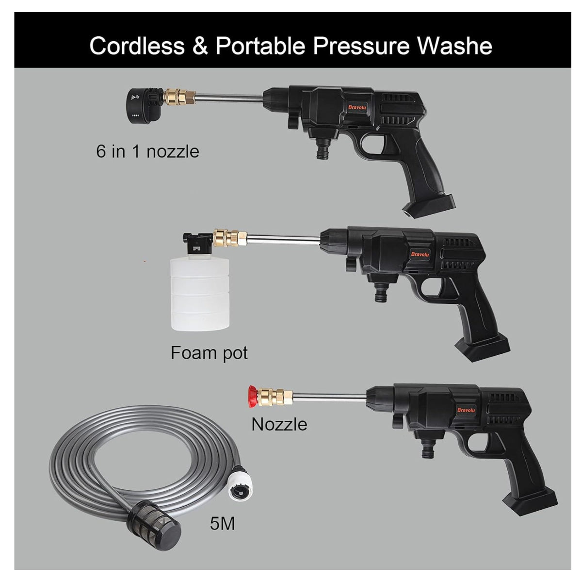 Hidrolavadora 6 en 1 Inalambrica portatil