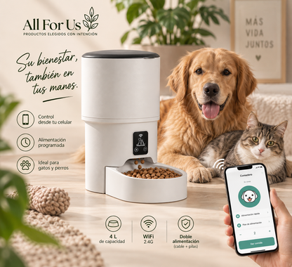 Alimentador Automático para Mascotas con WiFi – 4 Litros