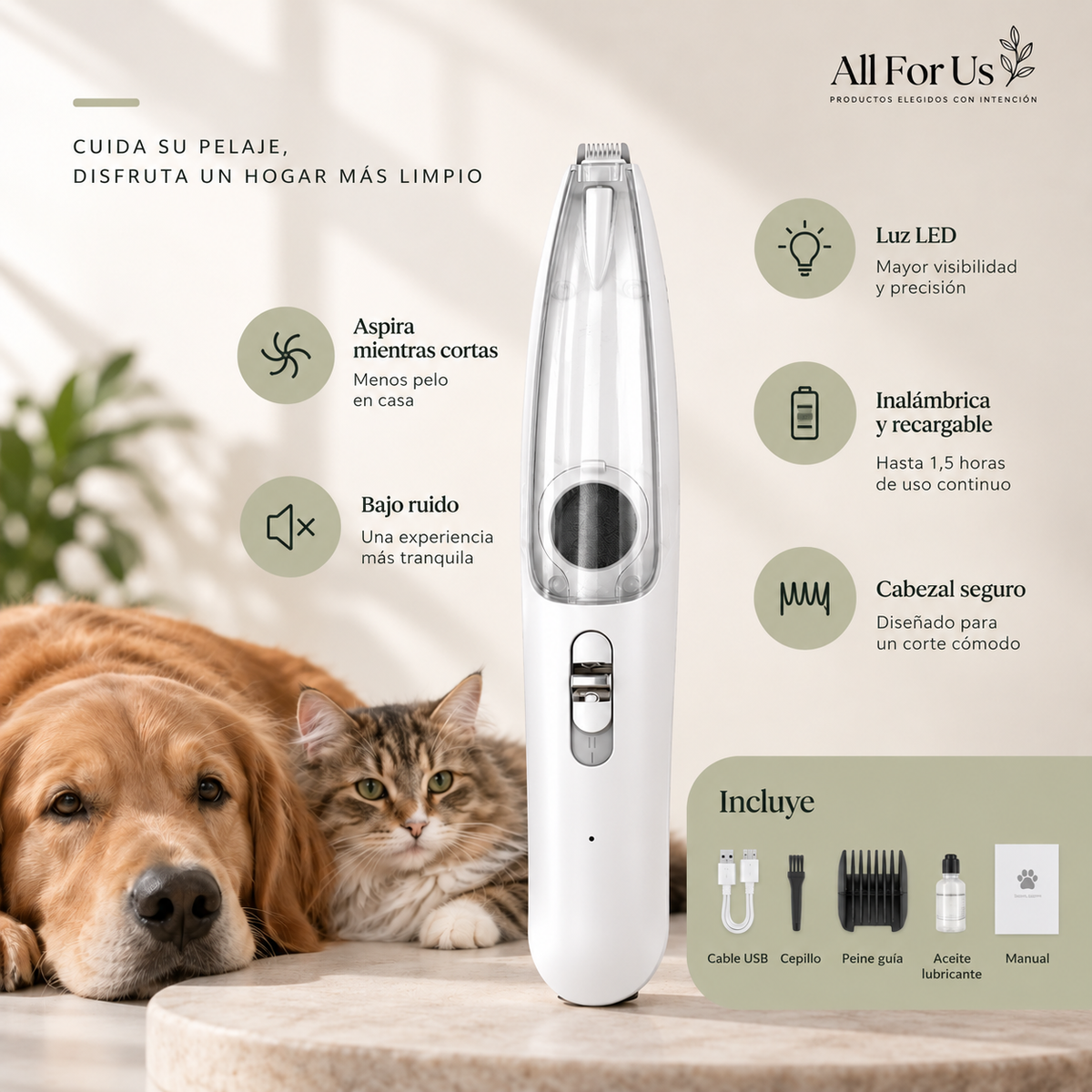 Peluquera para Patas Peludas Con Aspiradora