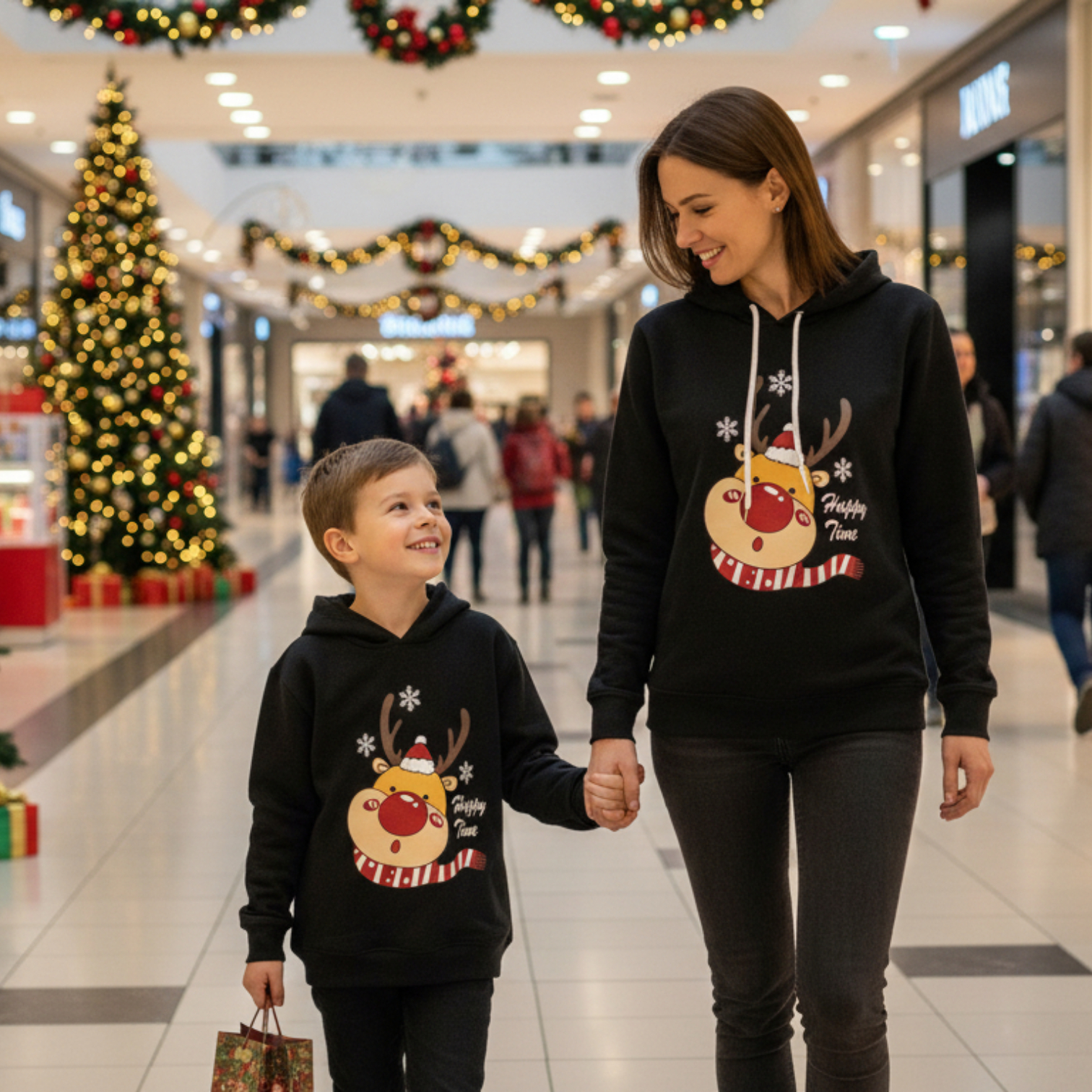 Hoodies Navideños Reno Happy Time