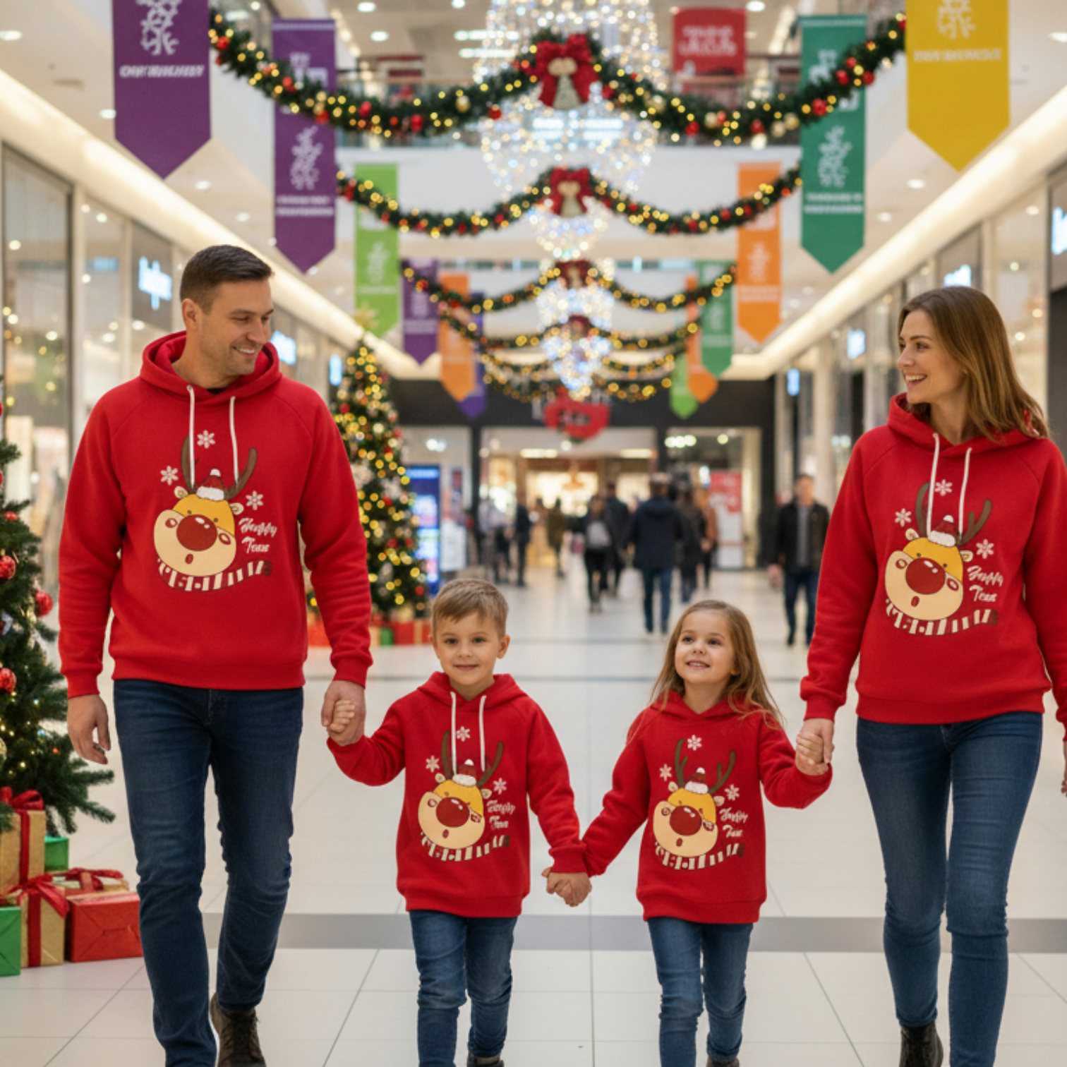 Hoodies Navideños Reno Happy Time