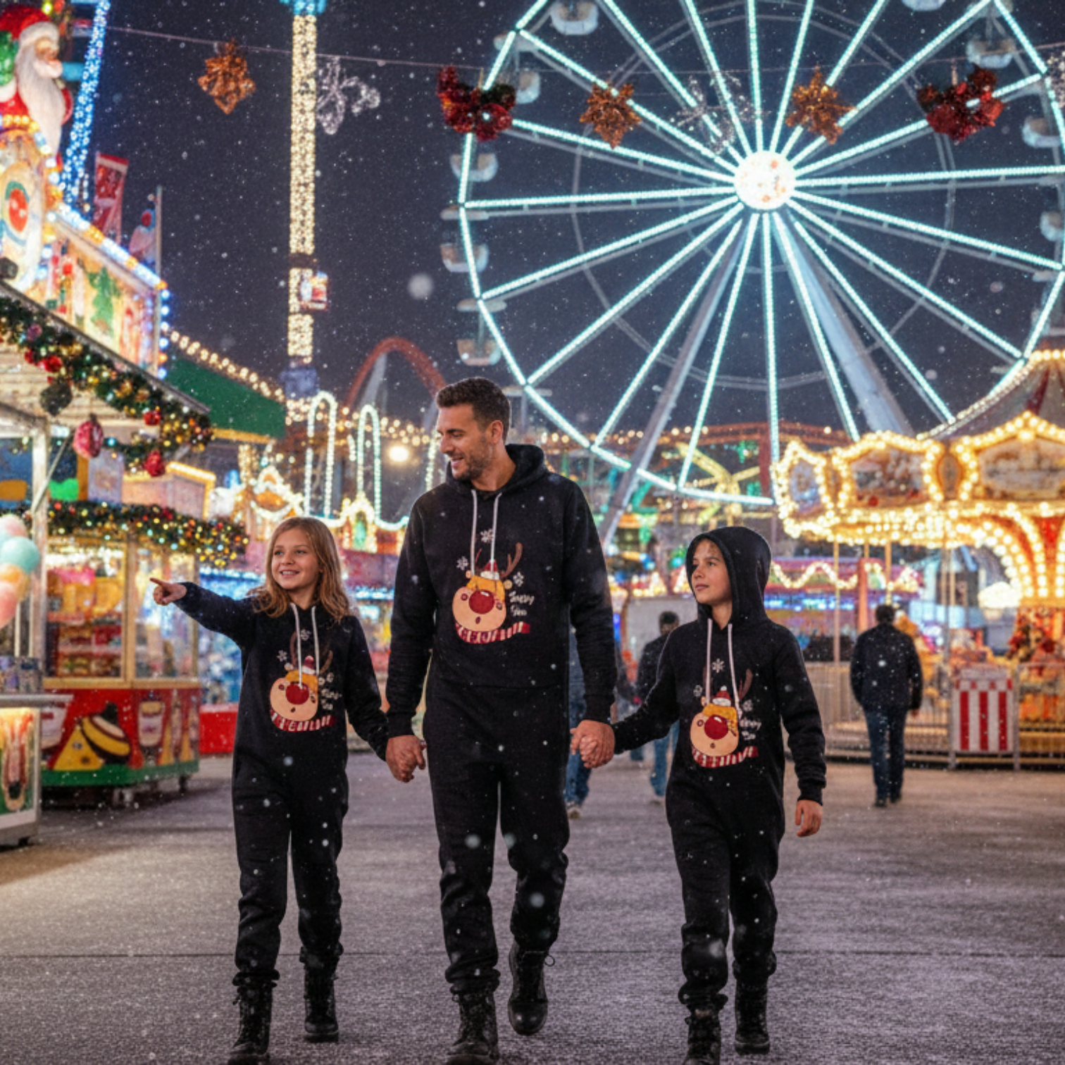 Hoodies Navideños Reno Happy Time