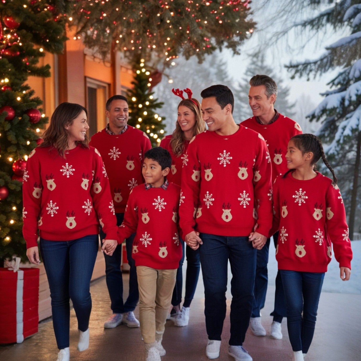 Sacos Navideños Renos & Copos Nieve