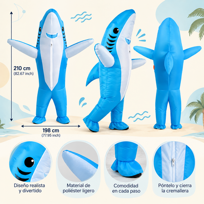 Disfraz Inflable de Tiburón Azul para Adultos 🦈